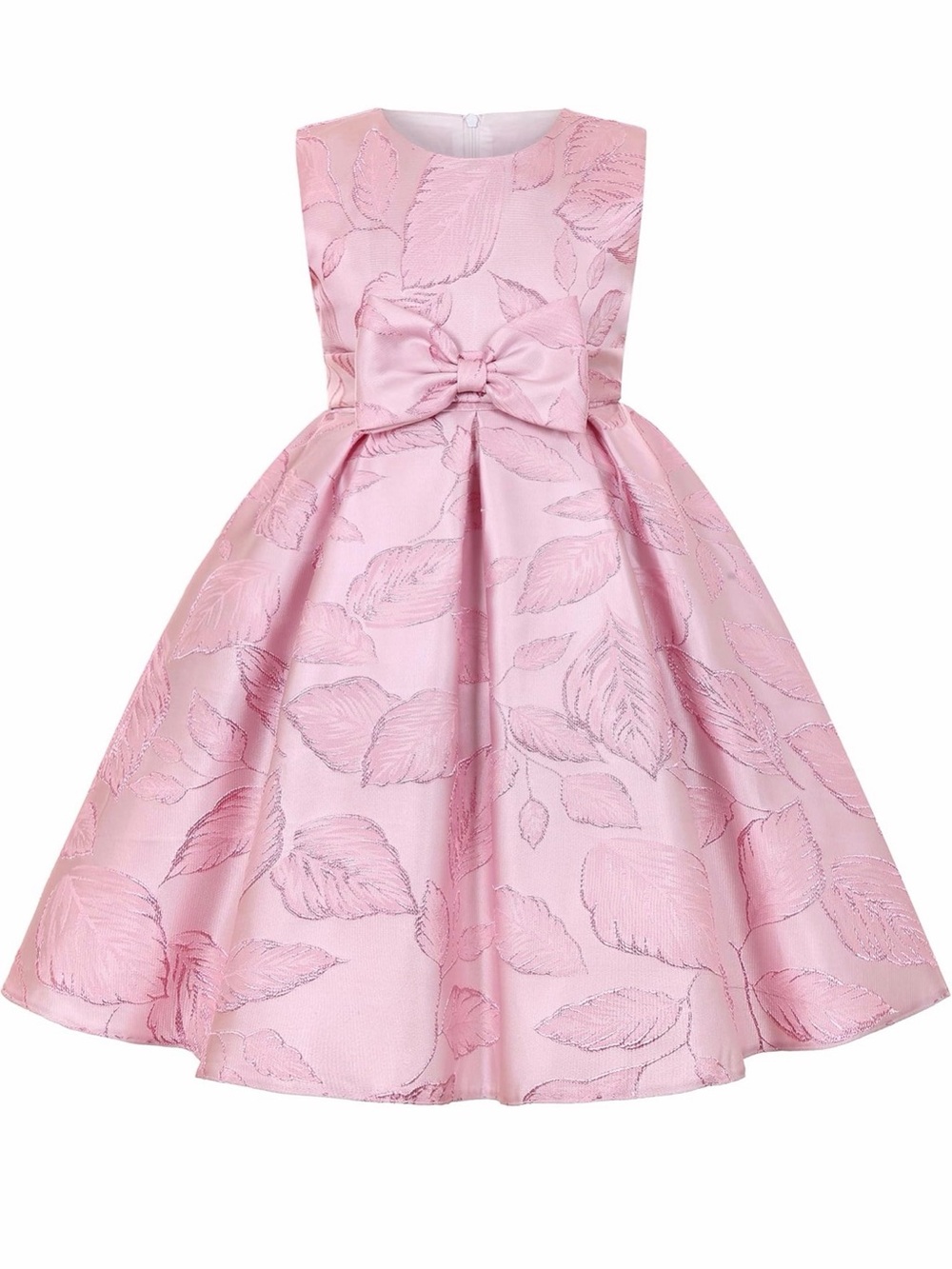 NWT Bunny Lulu Girls Pink Floral Jacquard Party Dress Bow Size 110cm 4T 5T